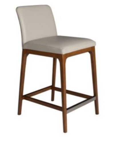 Counter Stool: Leather; Taupe/Walnut