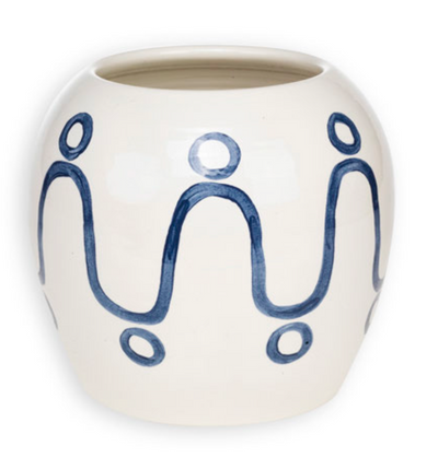 Cycladic Pottery Vase; Blue & White