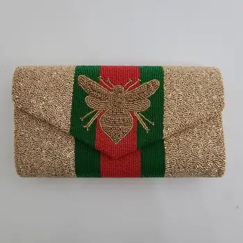 Beaded Bee w/ Green/Red Strip Bag