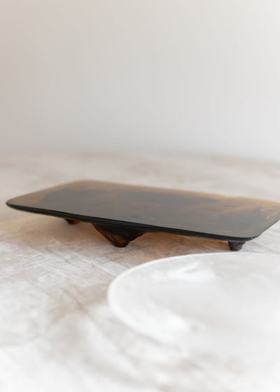 Amber Rectangle Glass Tray