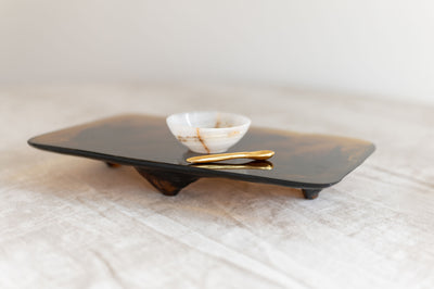 Amber Rectangle Glass Tray