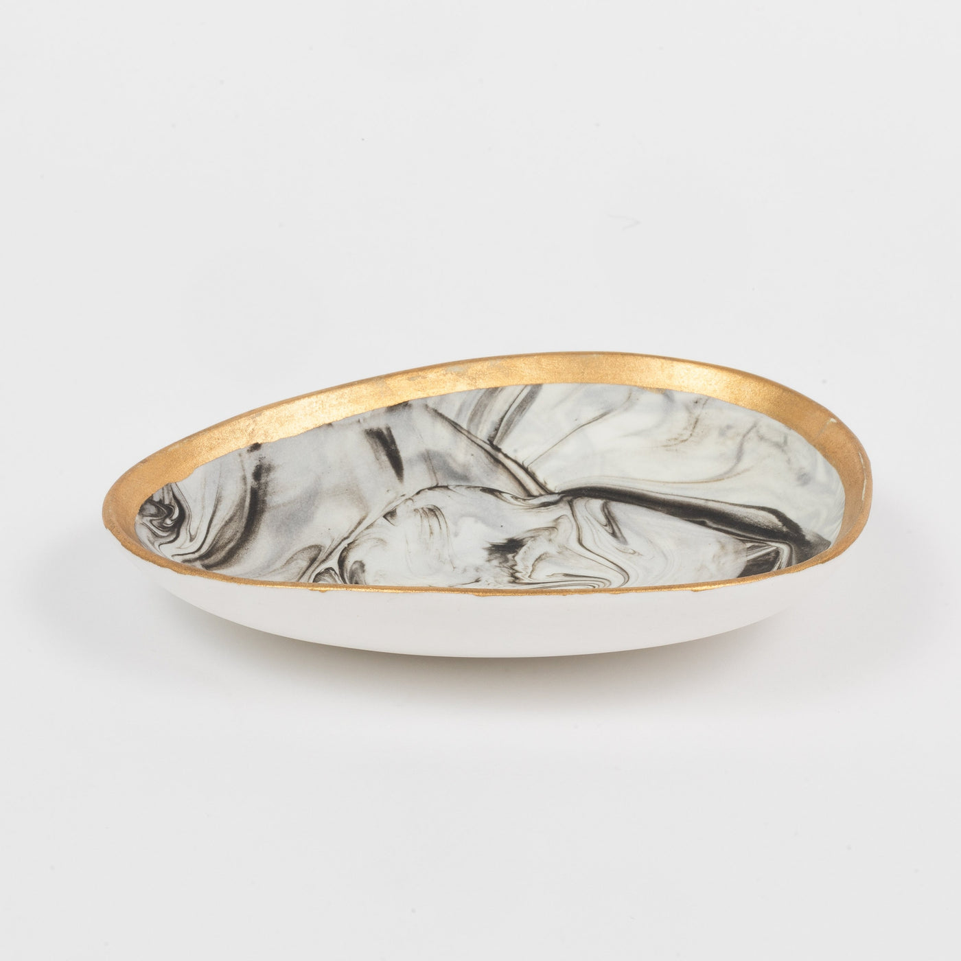 Ceramic Dish Marble Detail - Gray