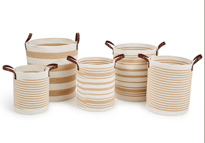 Hand Crafted Stripped Baskets