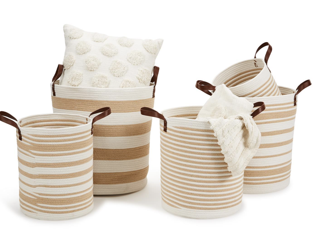 Hand Crafted Stripped Baskets