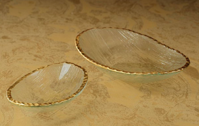 Textured Bowl w/ Gold Rim