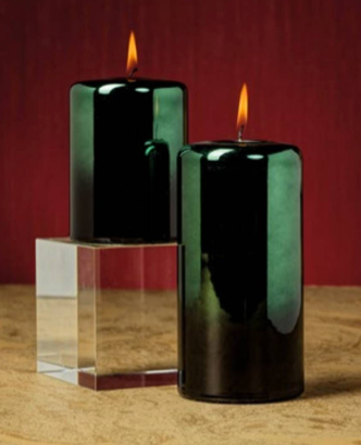 Metallic Pillar Candle, Green