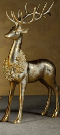 Gold Standing Deer w/ Wreath